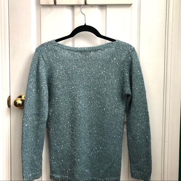 Joe Fresh Mint Blue Sparkly Sweater Small - Picture 2 of 14